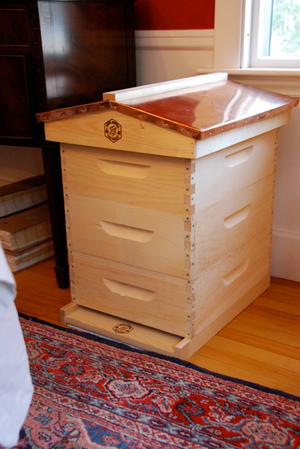 First hive completed: 3 medium supers and an English Copper Top