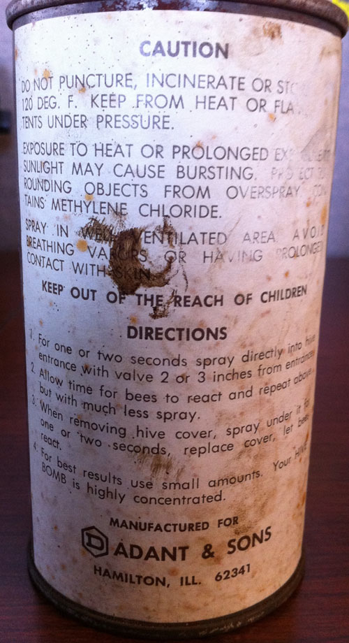Taylor's Aerosol Hive Bomb Warning Label