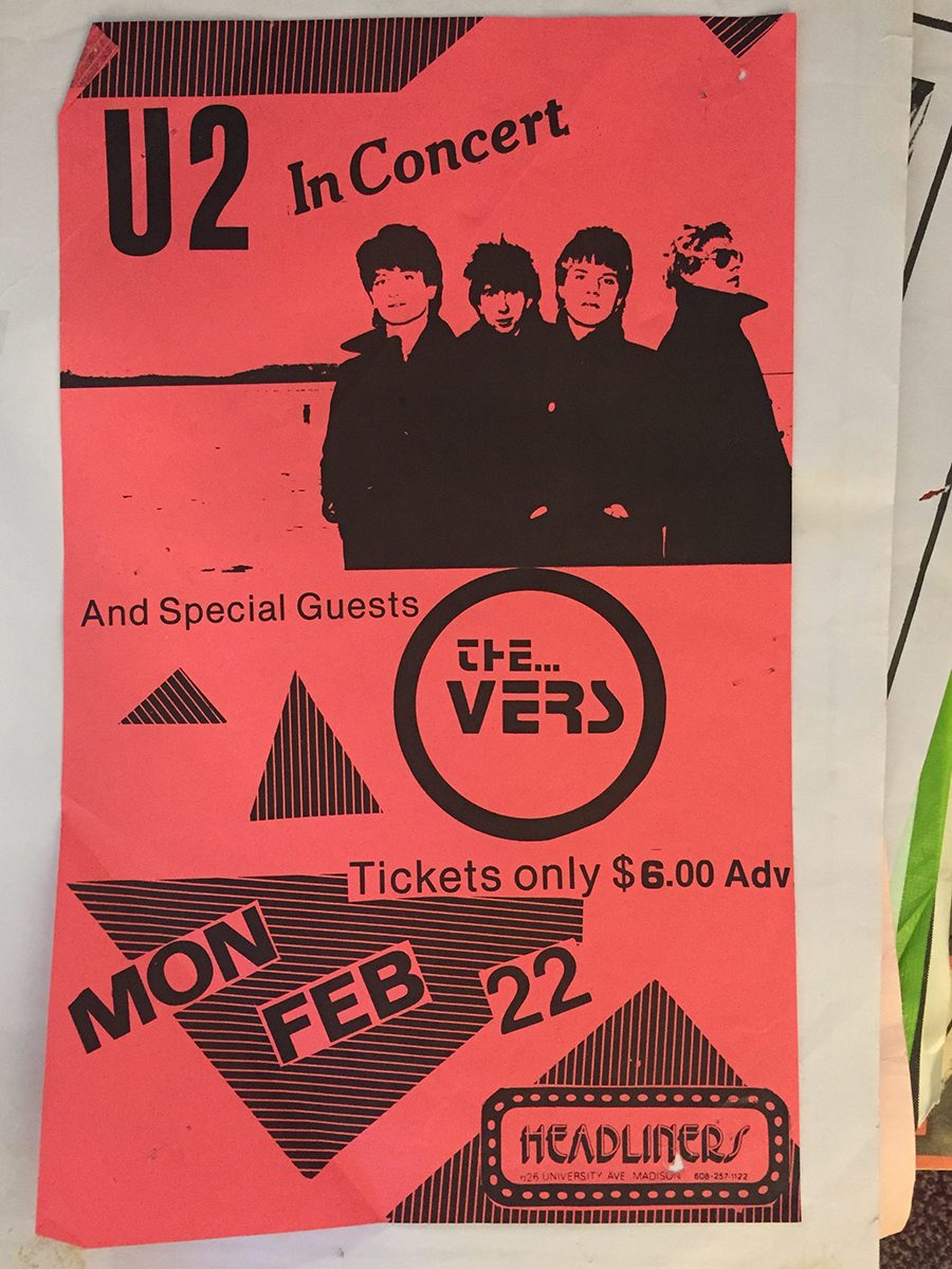 Poster for U2 at Headliners in Madison Wisconsin - February 22, 1982